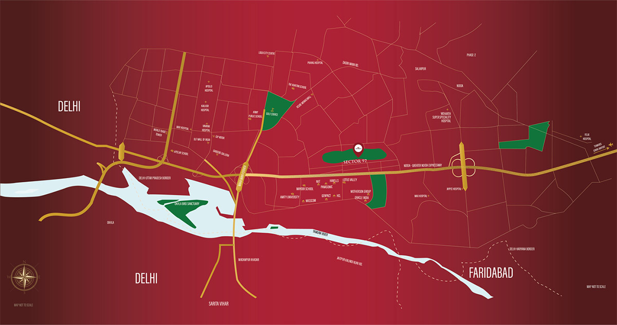 Location map of M3M Jacob & Co Sector 97 Noida